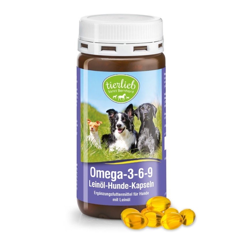 TIERLIEB Omega 3-6-9 ar linsēklu eļļu suņiem 180 kaps.