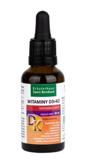 KRAUTERHAUS SANCT BERNHARD Vitamīni D3 + K2 pilieni, ar MCT eļļu 30 ml