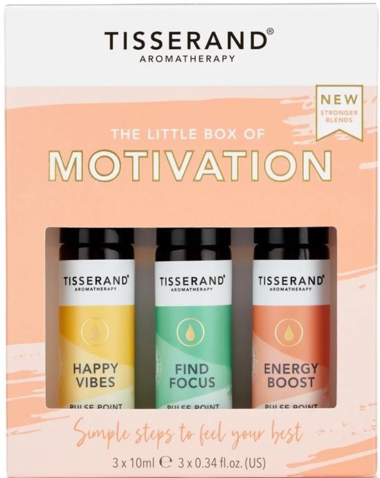 TISSERAND AROMATERAPIJA Mazā motivācijas kastīte – rullīšu ēterisko eļļu komplekts labākai motivācijai 3 x 10 ml