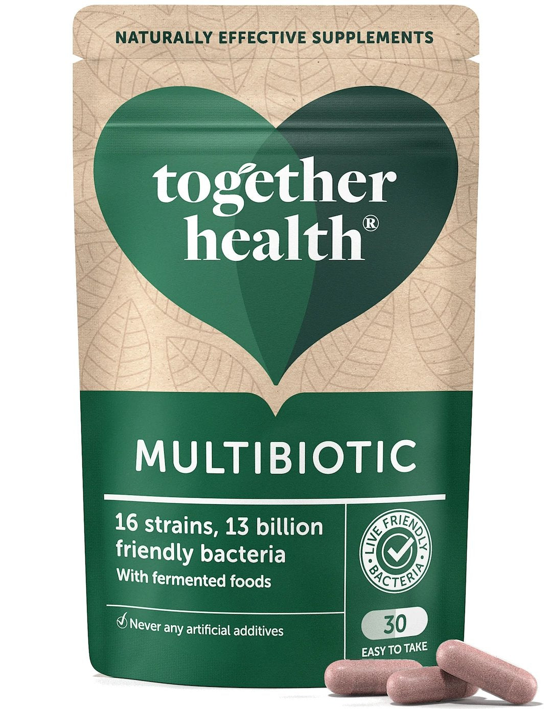 TOGETHER multibiotikas – baktēriju celmi un fermentēti pārtikas produkti 30 kapsulas