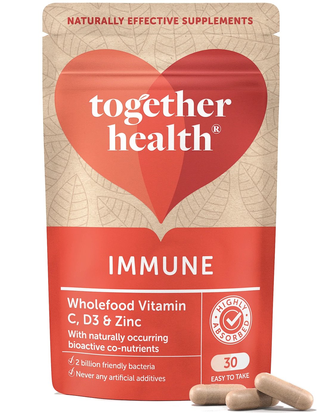 TOGETHER Immune - imunitātes stiprināšanai ar C vitamīnu, cinku un selēnu, 30 kapsulas