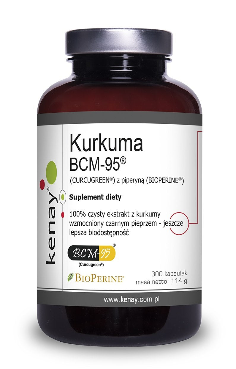 KENAY Kurkums BCM-95 CIRGELIS ar piperīnu BIOPERĪNS 300 kaps.
