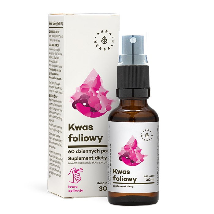 AURA HERBALS Vitamīns B9 Forte folijskābe – uztura bagātinātājs aerosola veidā 30 ml