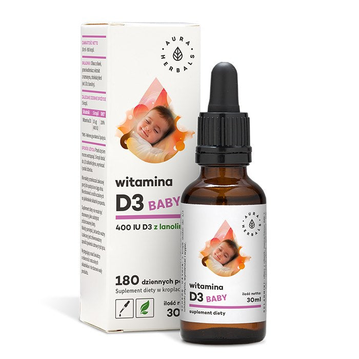 AURA HERBALS D3 vitamīns zīdaiņiem 400 SV – pilieni 30 ml