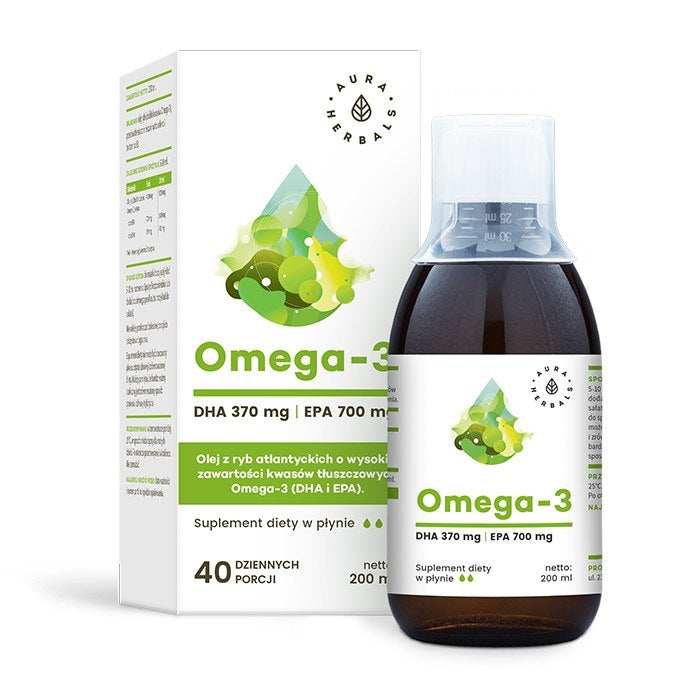 AURA HERBALS Omega-3 370 DHS un 700 EPS šķidrums 200 ml