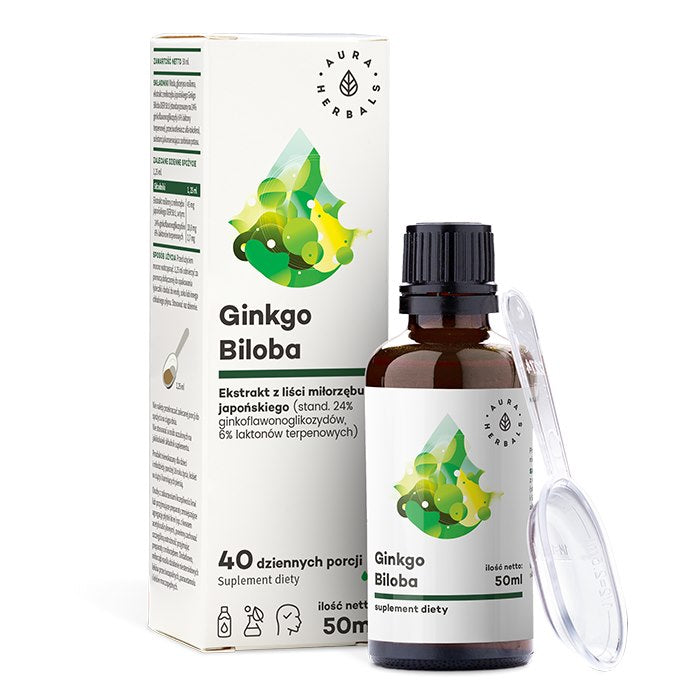 AURA HERBALS Ginkgo Biloba – ginkmedžio ekstrakts 50:1 50 ml