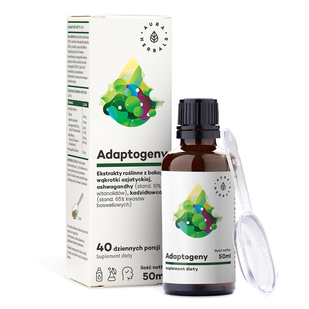 AURA HERBALS Adaptogēni - bakopa, centaury, ašvaganda, vīraks 50 ml