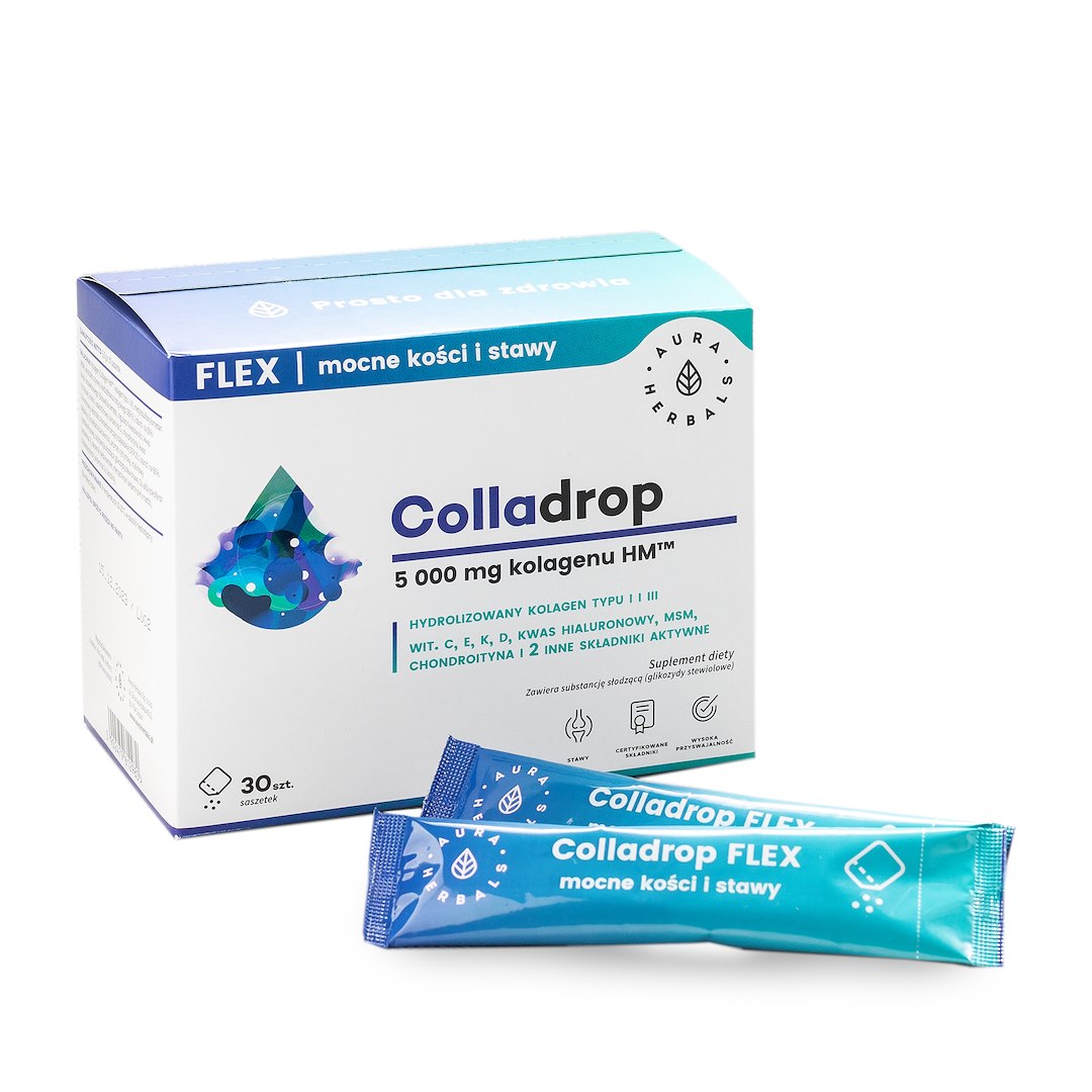 AURA HERBALS Colladrop Flex - kolagēna HM 5000 mg paciņas 6,5 g 30 gab.