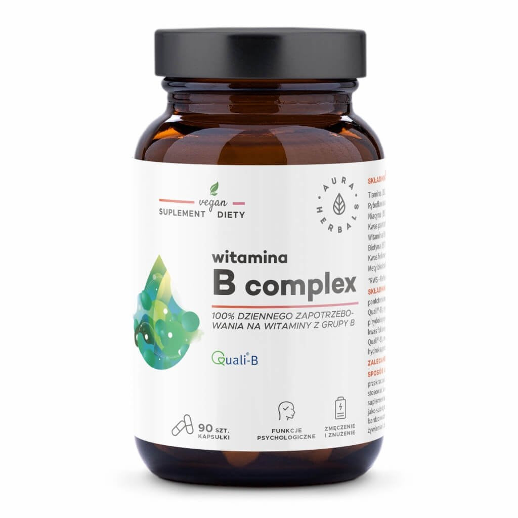 AURA HERBALS B vitamīnu komplekss 90 kapsulas