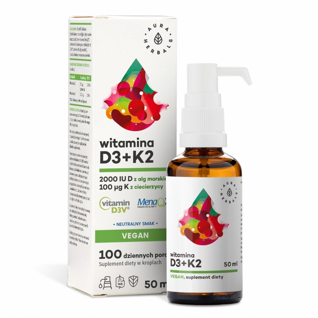 AURA HERBALS D3 vitamīns 2000 SV + K2 vegānisks 50 ml