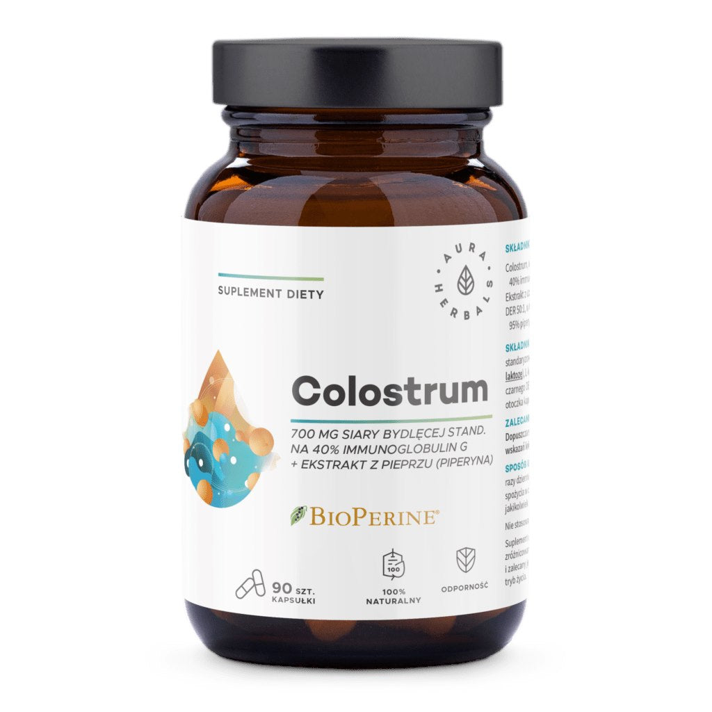 AURA HERBALS Colostrum 700 mg + BioPerine 90 kapsulas