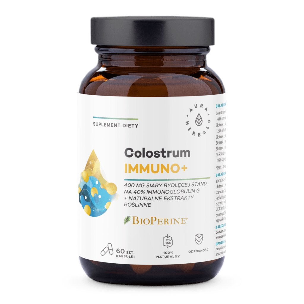 AURA HERBALS Colostrum Immuno + BioPerine 60 kapsulas