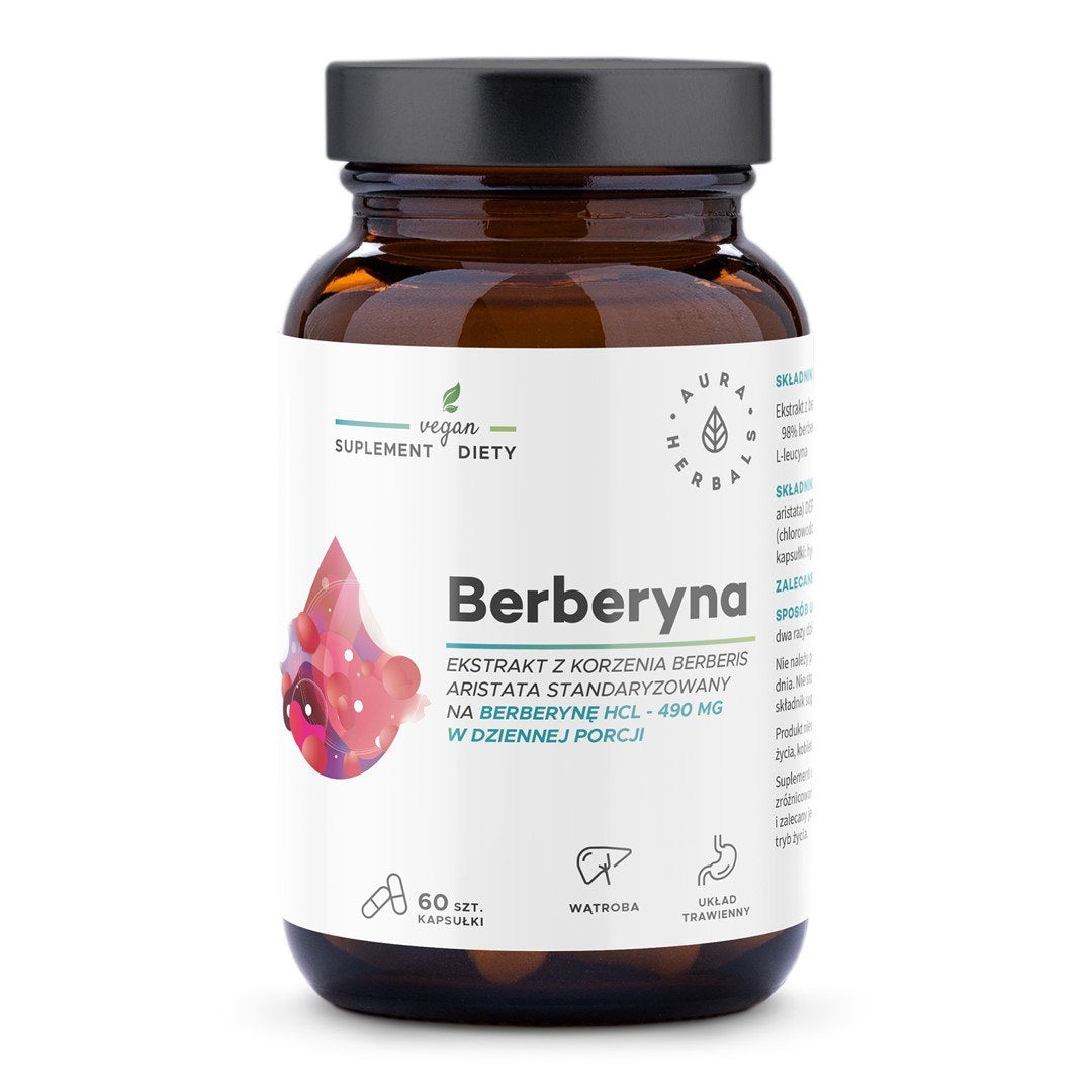 AURA HERBALS Berbenīna HCl 490 mg Berberis aristata 60 kapsulas