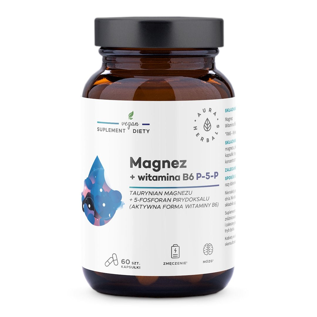 AURA HERBALS Magnijs + B6 vitamīns 60 kapsulas