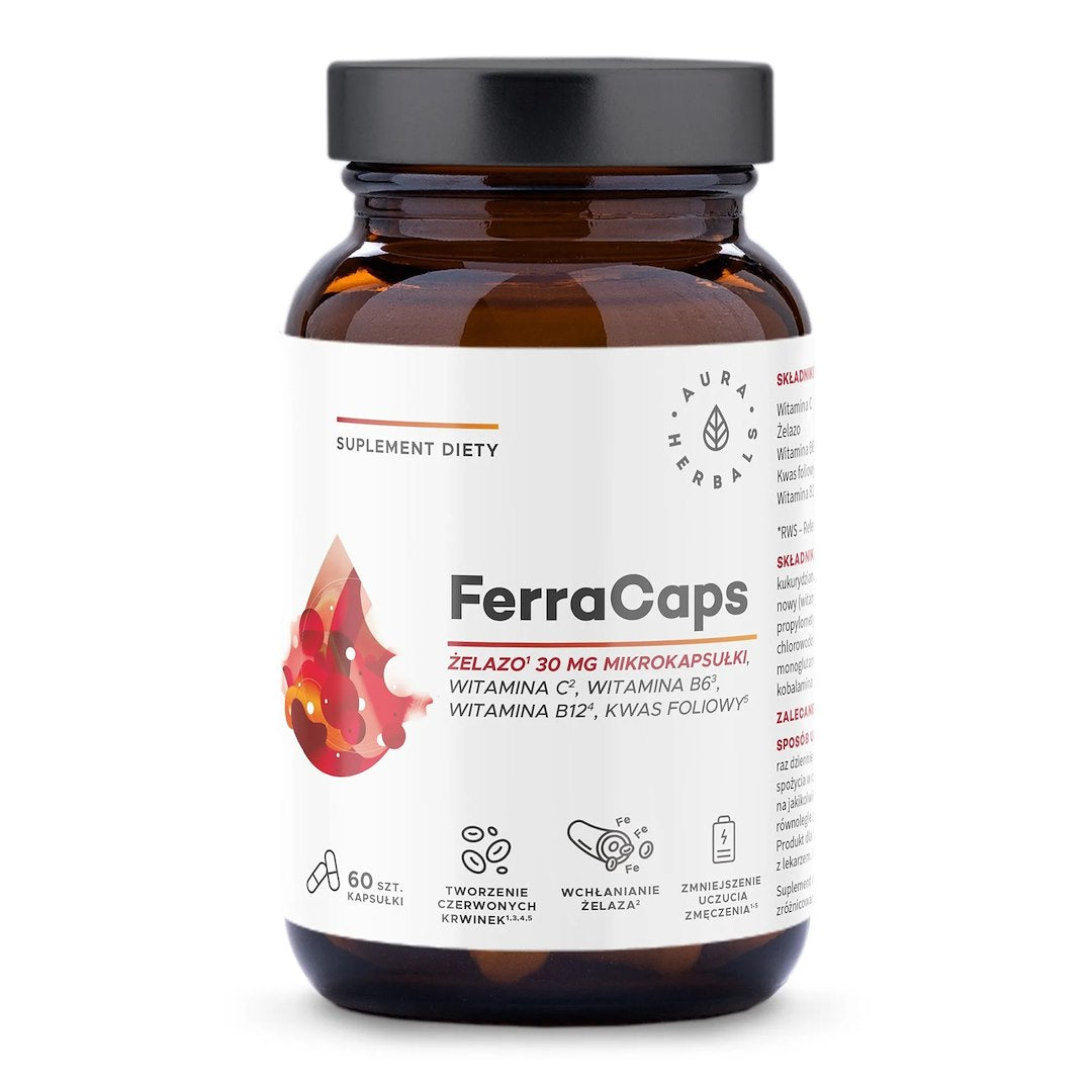AURA HERBALS FerraCaps dzelzs 30 mg 60 kapsulas