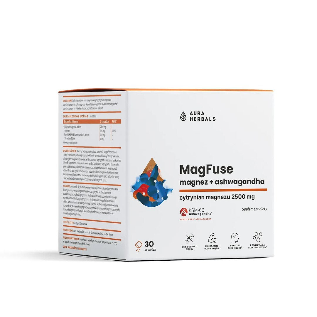 AURA HERBALS MagFuse: magnijs + ašvaganda 30 gab.