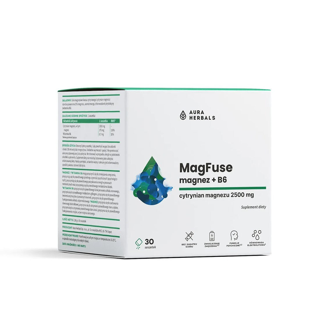 AURA HERBALS MagFuse: magnijs + B6 30 gab.