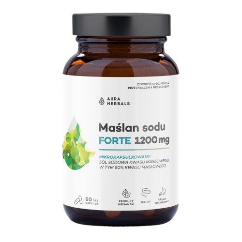 AURA HERBALS nātrija butirāts FORTE 1200 mg mikrokapsulās 60 kapsulas