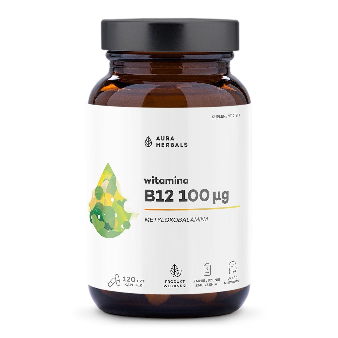 AURA HERBALS vitamīns B12 100 µg metilkobalamīns 120 kapsulas