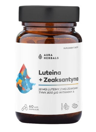 AURA HERBALS Luteīns + Zeaksantīns + A vitamīns 60 kapsulas