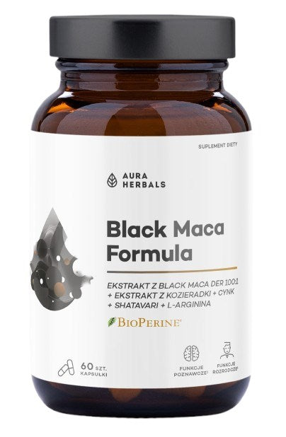 AURA HERBALS melnās makas formula 60 kapsulas