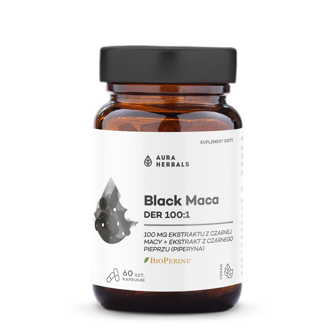 AURA HERBALS melnā maka DER 100:1 60 kapsulas
