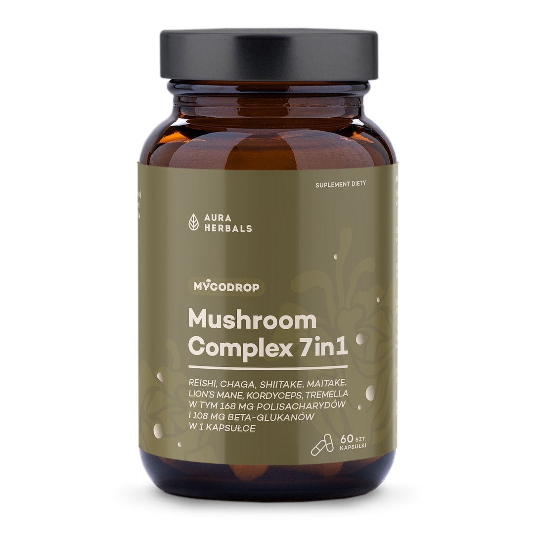 AURA HERBALS Mycodrop, sēņu komplekss 7 vienā 60 kapsulas