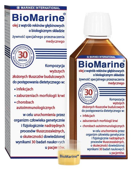 MARINEX BioMarine dziļūdens haizivju aknu eļļa ar bioloģisko sastāvu 100 ml