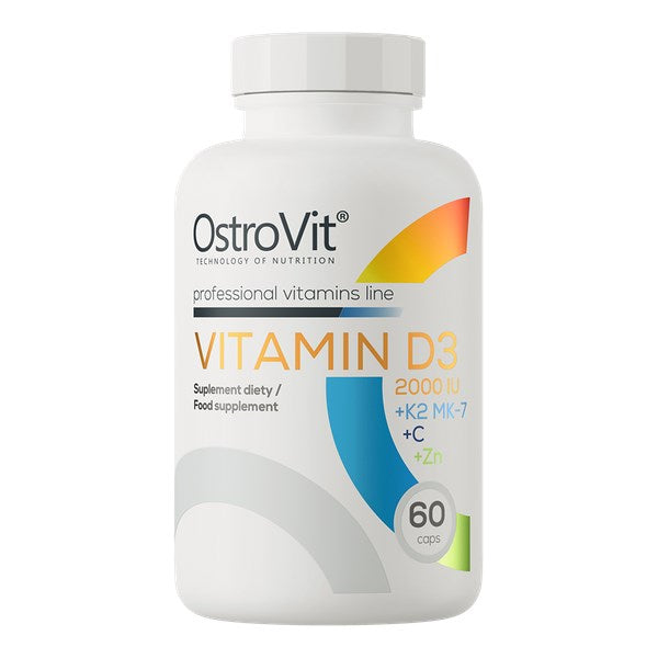 Ostrovit vitamīni D3 2000 SV + K2 MK-7 + C + Zn 60 kaps.