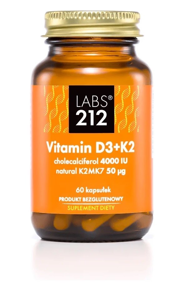 LABS212 D3 vitamīns 4000 SV + K2 60 kapsulas