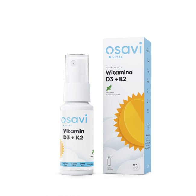Osavi D3 + K2 vitamīna aerosols – ar piparmētru garšu, 25 ml