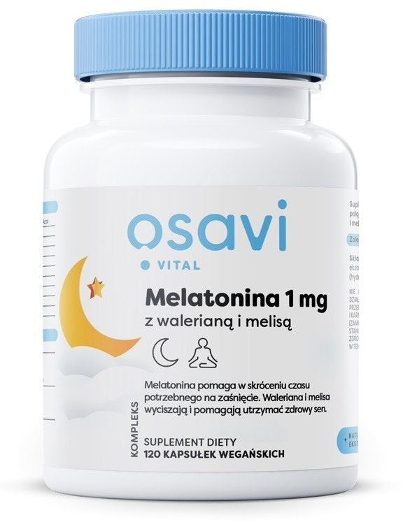 Osavi Melatonīns 1 mg ar baldriānu un citronmelisu, 120 kapsulas