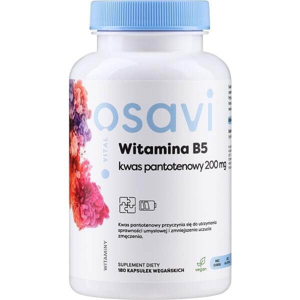 Osavi B5 vitamīns – pantotēnskābe 200 mg 180 kapsulas