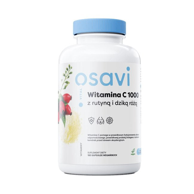 Osavi C vitamīns 500 mg ar rutīnu un mežrozītēm 180 kaps.