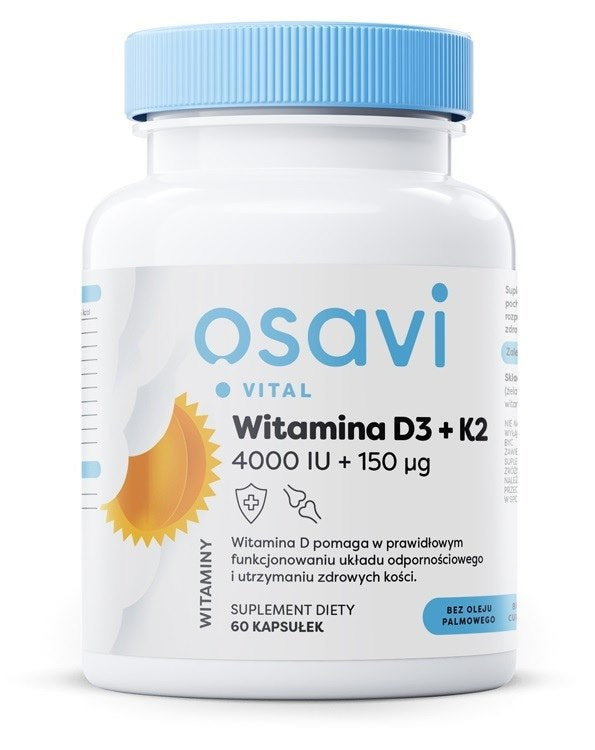 Osavi vitaminas D3 + K2, 4000 SV + 150 µg 60 kapsulas