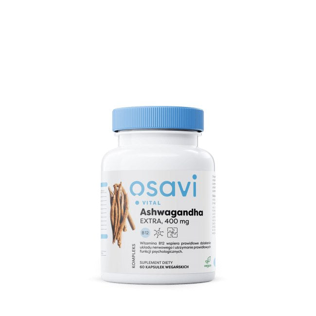 Osavi Ašvaganda EXTRA 400 mg ar vitamīnu B12 60 kapsulas