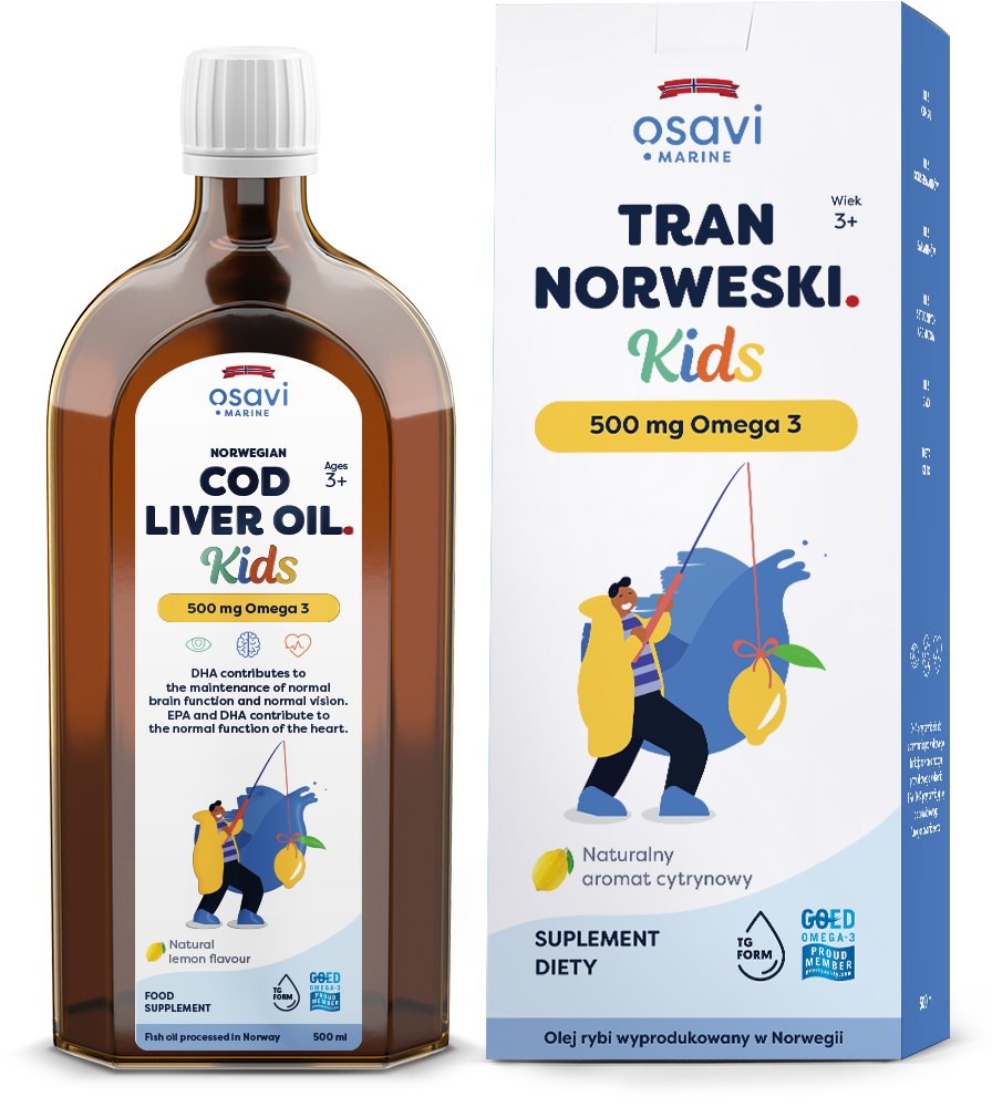 Osavi Norvēģu zivju eļļa bērniem 500 mg Omega 3 - citronu garša 500 ml