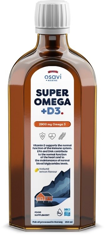 Osavi Super Omega +D3, 2900 mg - citrona garša 250 ml