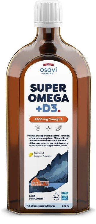 Osavi Super Omega +D3, 2900 mg – citronu garša 500 ml