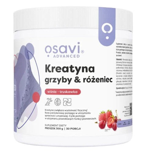 Osavi kreatīns, sēnes un rozā rododendrs, ķiršu un zemeņu garša 300 g