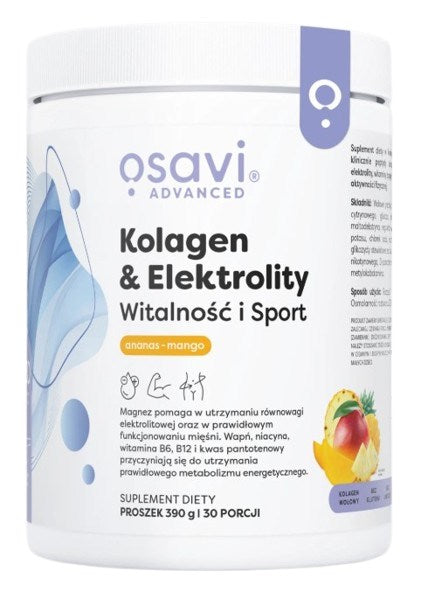 Osavi kolagēns un elektrolīti, vitalitāte un sports, ananāsi un mango 390 g