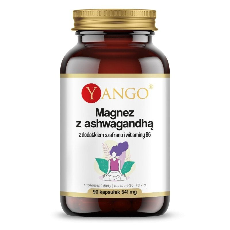 Yango Magnijs ar ašvagandu, safrānu un B6 vitamīnu, 90 kaps.