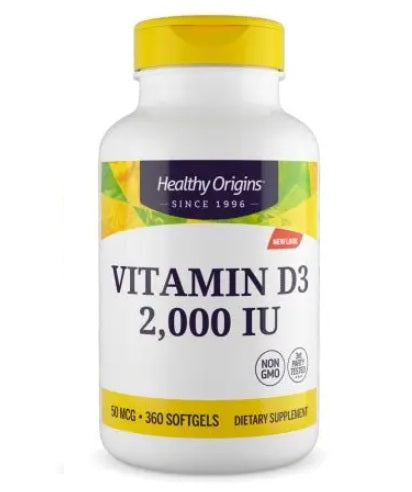 HEALTHY ORIGINS D3 vitamīns 2000 IU – D vitamīns 360 kapsulas