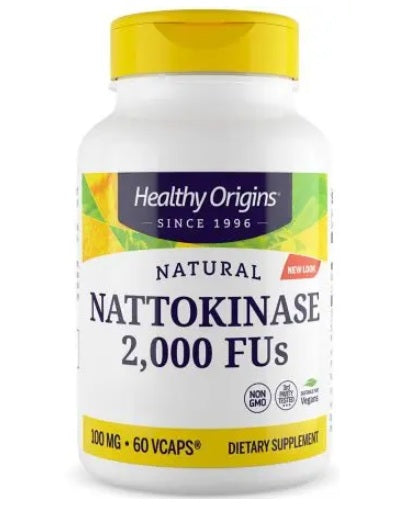 Healthy Origins dabīgā natokināze 2000FU – natokināze 100 mg 60 kapsulas