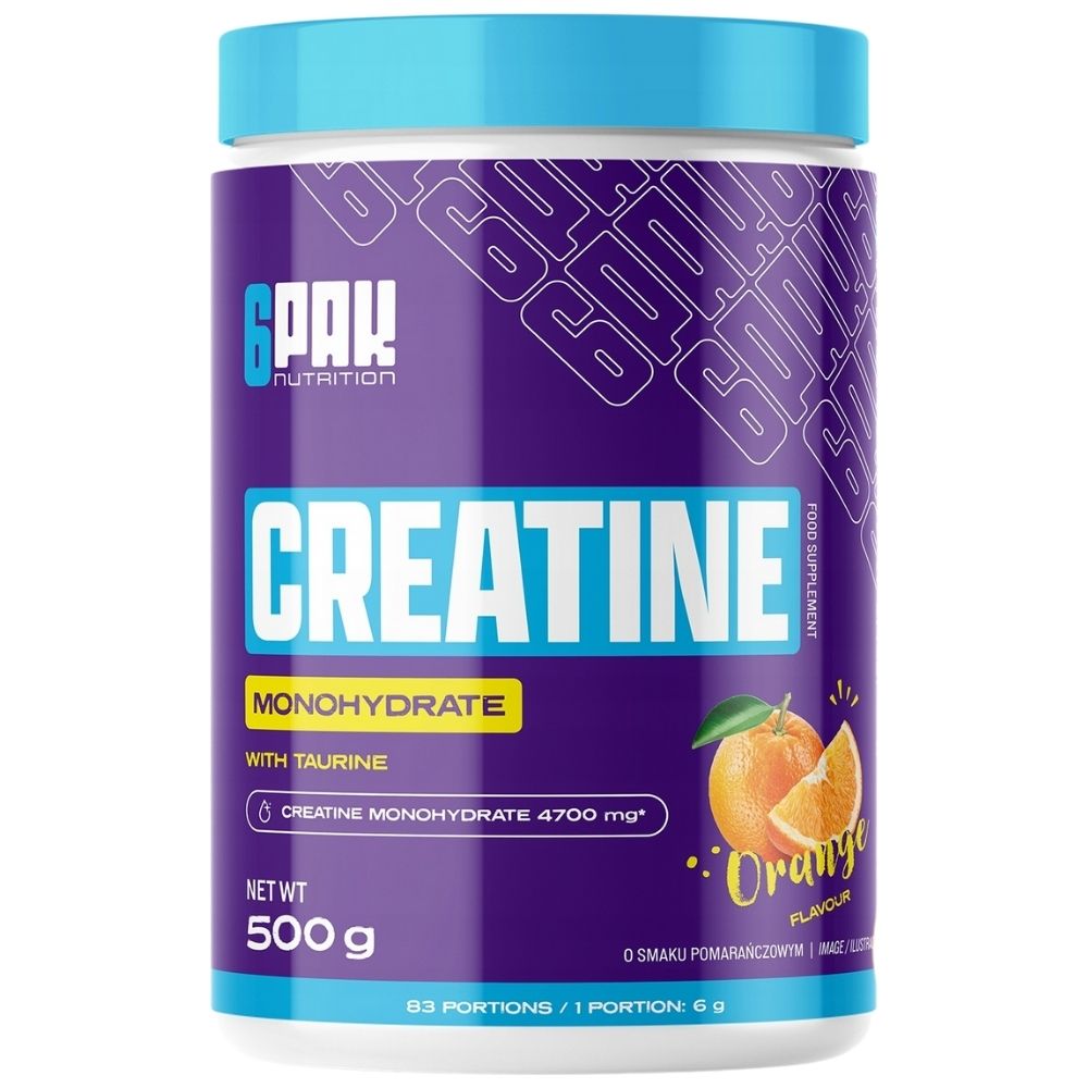 6PAK Kreatīna monohidrāts, apelsīnu garša - 500 g