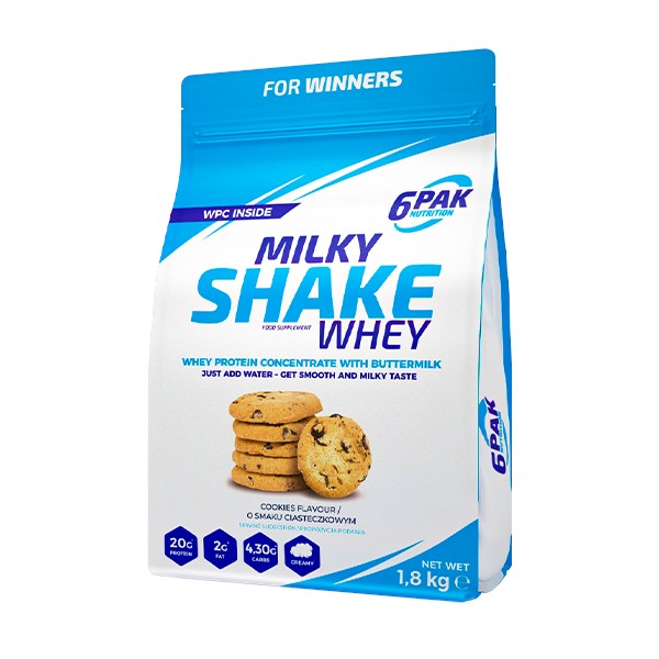 6PAK Proteīnu papildinājums Milky Shake Whey, cepums - 1800 g
