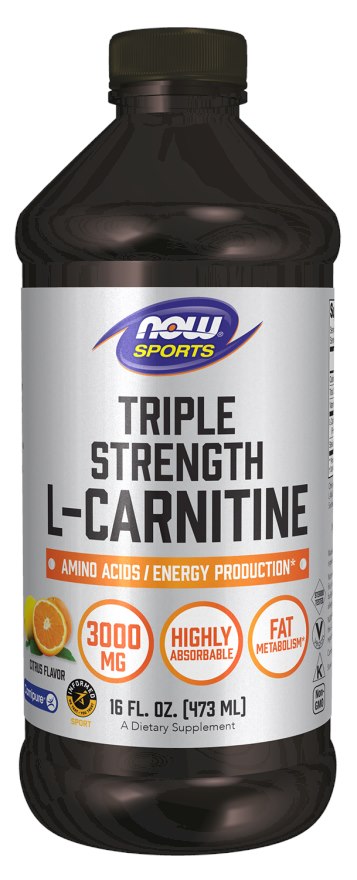 Now Foods L-karnitīna trīskāršas iedarbības šķidrums, 3000 mg ar citrusaugļu garšu – L-karnitīns 3000 mg ar citrusaugļu garšu 473 ml