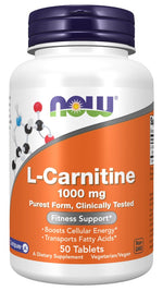NOW FOODS L-karnitīns 1000 mg 50 tabletes