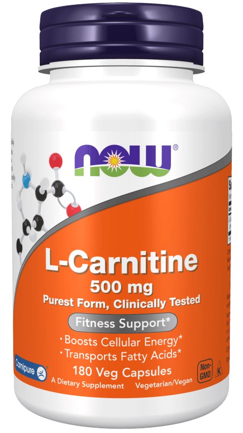 NOW FOODS L-karnitīns 500 mg, 180 kapsulas