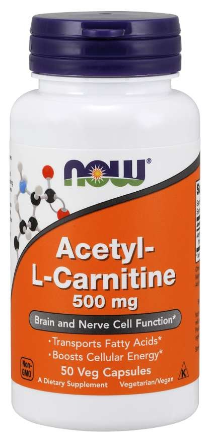 NOW FOODS Acetil-L-karnitīna HCl 500 mg 50 kapsulas